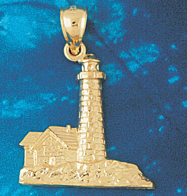 Dazzlers Jewelry Lighthouse Pendant Necklace Charm Bracelet in Yellow, White or Rose Gold 1447, MPN…