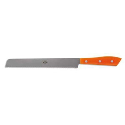 Berti Compendio Bread Knife Grey Blade Orange Lucite Handle 7302