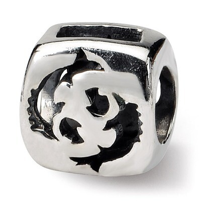 Pisces Zodiac Antiqued Bead - Sterling Silver QRS467, MPN: QRS467, 883957723747