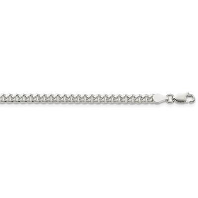 4mm Domed with Side Diamond-Cut Curb Chain 20 Inch Sterling Silver QRC120-20, MPN: QRC120-20,