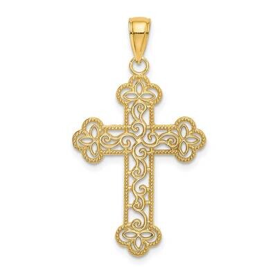 Beaded Edge Charm 14k Gold Textured K8547, MPN: K8547, 637218083077