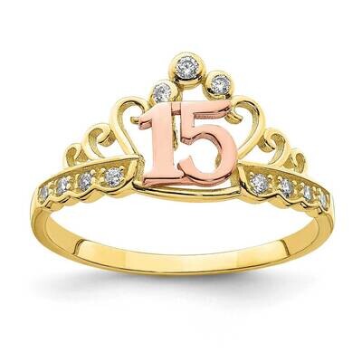 15 Crown Ring 10k Two-tone Gold CZ Diamond 10C1430, MPN: 10C1430, 883957847405