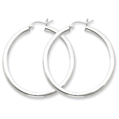 3mm Round Hoop Earrings Sterling Silver Rhodium-plated QE811, MPN: QE811, 883957940946