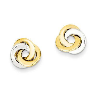 Polished Intertwined Circles Post Earrings 14k Two-Tone Gold TL945, MPN: TL945, 869944869049