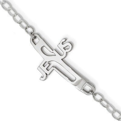 Jesus Cross Womens Bracelet Sterling Silver QG4152-7.5, MPN: QG4152-7.5, 886774561653