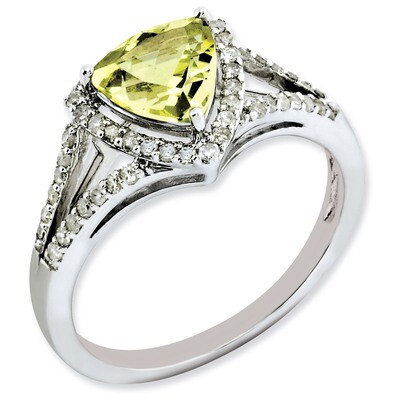 Lemon Quartz Ring Sterling Silver Diamond QR3068LQ, MPN: QR3068LQ, 886774670270