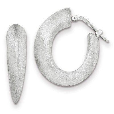 Brushed Knife-edge Hollow Hinged Post Hoop Earring Sterling Silver QE11726