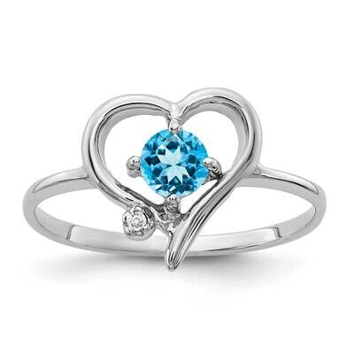 4mm Blue Topaz AA Diamond Ring 14k White Gold X9737BT/AA, MPN: X9737BT/AA, 883957639338