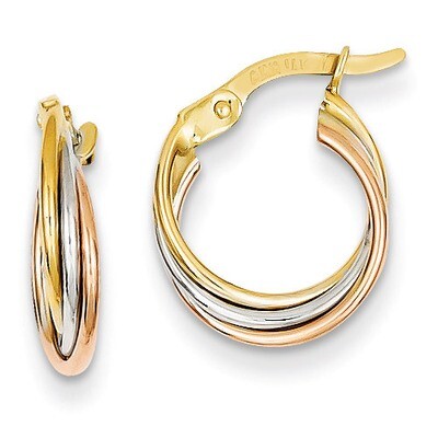 Twisted Hoop Earrings 14k Tri-Color Gold TL712, MPN: TL712, 886774370132