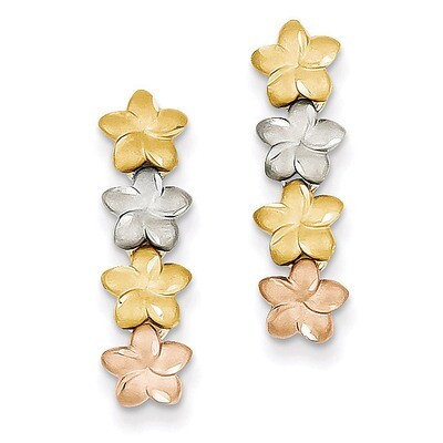 Plumeria Earrings 14k Tri-Color Gold TH616, MPN: TH616, 886774761602