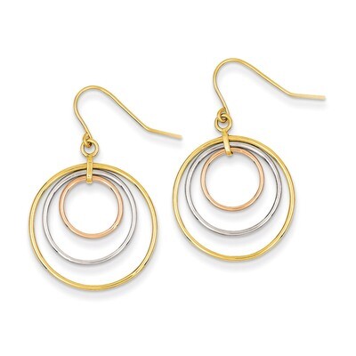 Circle Dangle Earrings 14k Tri-Color Gold TF419, MPN: TF419, 883957291321
