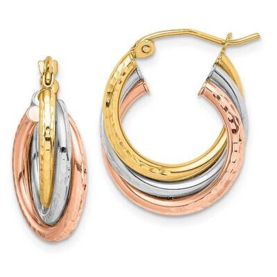 Textured Triple Hoop Earrings 14k Tri-Color Gold TF1485, MPN: TF1485, 883957946733
