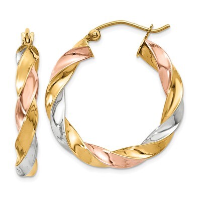 Light Twisted Hoop Earrings 14k Tri-Color Gold TF653, MPN: TF653, 191101369131