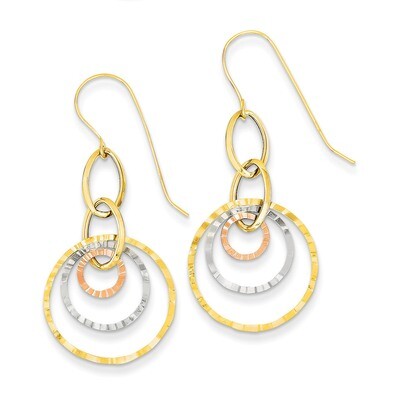wavy Circle Dangle Earrings 14k Tri-Color Gold TL807, MPN: TL807, 883957026756