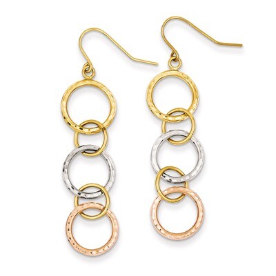 Diamond Cut Circle Dangle Earrings 14k Tri-Color Gold TH521, MPN: TH521, 883957291864