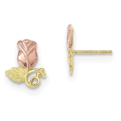 Black Hills Gold Rose Post Earrings 10k Tri-color 10BH683, MPN: 10BH683, 31902636691