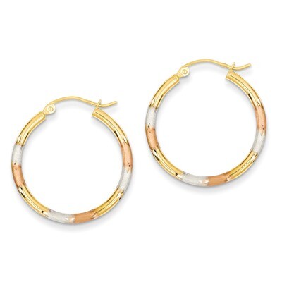 2mm Diamond-cut Earrings 14k Tri-Color Gold TC775, MPN: TC775, 883957290577