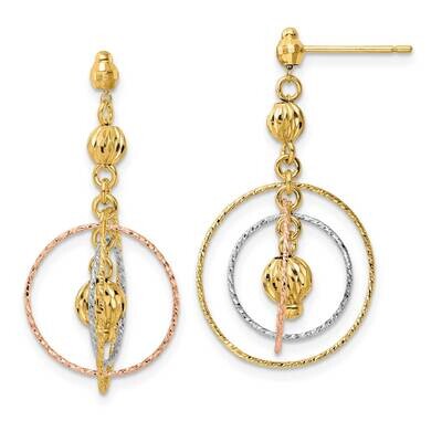 Open Circles Diamond Cut Bead Earrings 14k Tri-Color Gold TF2160, MPN: TF2160, 883957992761