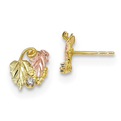 Black Hills Gold Diamond Post Earrings 10k Tri-color 10BH682, MPN: 10BH682, 31902123733