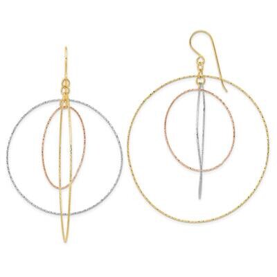 Tri-Color Diamond Cut Graduated Circles Shepherd Hook Earrings 14k Gold TL999, MPN: TL999, 19110105…