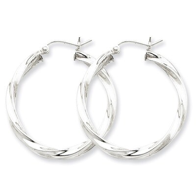 3.00mm Twisted Hoop Earrings Sterling Silver Rhodium-plated QE4585, MPN: QE4585, 883957931975