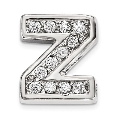 CZ Letter Z Slide Charm Sterling Silver Rhodium-plated QC9010Z, MPN: QC9010Z, 886774649122