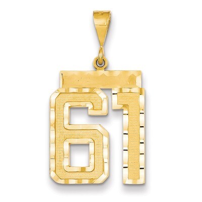 Number 61 Charm 14k Gold Large Diamond-cut LN61, MPN: LN61, 883957122526