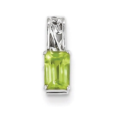 Peridot Rectangle Pendant Sterling Silver Rhodium-plated QP2981PE, MPN: QP2981PE, 883957435824