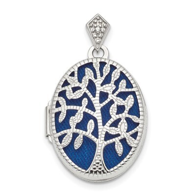 Polished &amp; Textured Diamond Tree Locket Sterling Silver Rhodium QLS858, MPN: QLS858, 886774118390