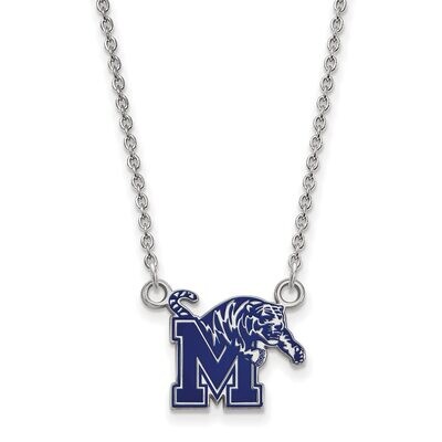University of Memphis Small Enamel Pendant with Chain Necklace Sterling Silver SS063UMP-18, MPN: SS…
