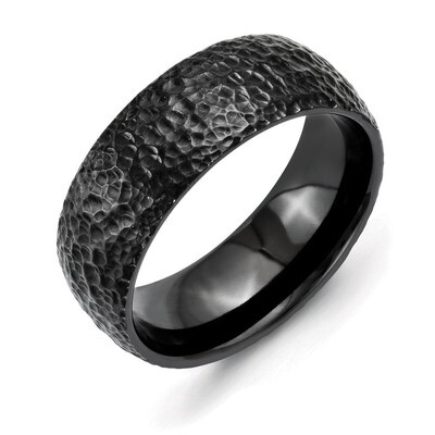 Black IP-plated Hammered 8mm Band - Stainless Steel SR252 by Chisel, MPN: SR252, 883957543970