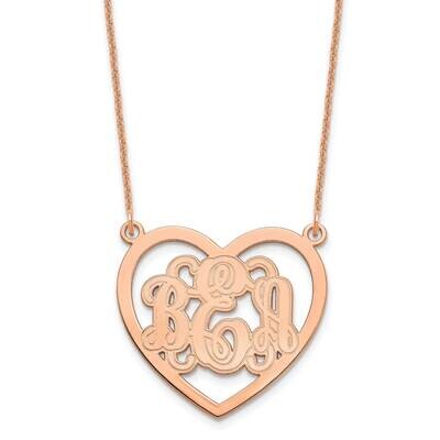 Etched Heart Monogram Necklace 14k Rose Gold XNA597R, MPN: XNA597R,
