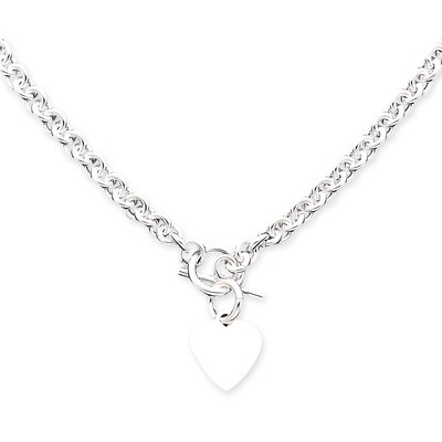 Heart Disc on Fancy Link Toggle Necklace Sterling Silver Engravable QG1149-18, MPN: QG1149-18, 1911…
