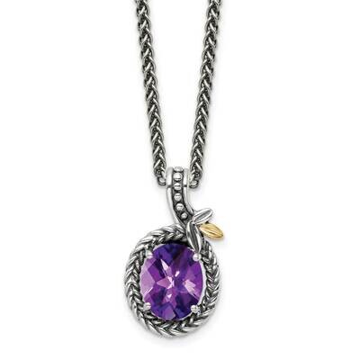 Sterling Silver with Braided Oval 2.09Am Amethyst Necklace 18 Inch 14k Gold QTC1749, MPN: QTC1749,