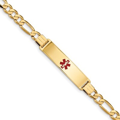 8 Inch Medical Red Enamel Flat Figaro Link ID Bracelet 14k Gold XM580CR-8, MPN: XM580CR-8, 19110143…