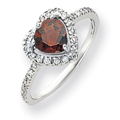 6mm Heart Garnet Diamond Ring 14k white Gold Y4438GA/A, MPN: Y4438GA/A, 883957351773