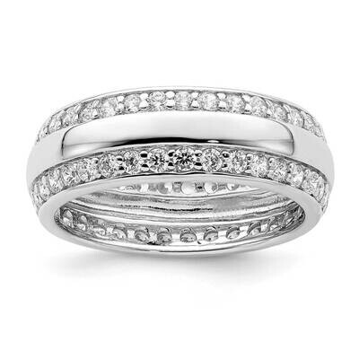 Ring Sterling Silver Rhodium Plated CZ Diamond QR6920, MPN: QR6920, 886774012742