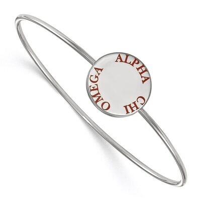 Alpha Chi Omega Enameled Slip-on Bangle Sterling Silver SS021ACO-7, MPN: SS021ACO-7, 886774603384