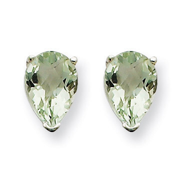 7x5 Pear Green Quartz Earrings 14k White Gold XE80WCG, MPN: XE80WCG, 883957103303