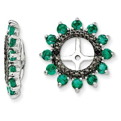 Created Emerald &amp; Black Sapphire Earring Jacket Sterling Silver Rhodium QJ108MAY, MPN: QJ108MAY, 19…