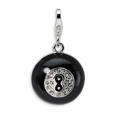 3-D Swarovski Element Magic 8 Ball Charm Sterling Silver QCC489 by Amore La Vita, MPN: QCC489, 8839…