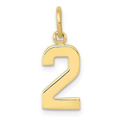 Polished Number 2 Charm 10k Gold Casted Small 10SP02, MPN: 10SP02,