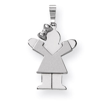 Small Girl with Bow on Left Engravable Charm 14k White Gold XK306, MPN: XK306, 883957415574