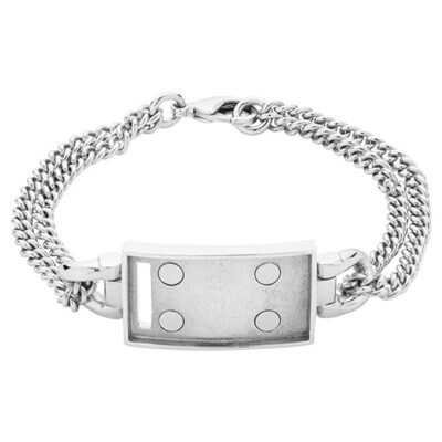 Nikki Lissoni Silver-plated Double-Chain Bracelet of 21cm For Large Magnetic Tags TB06S21L, MPN: TB…