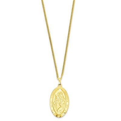 Kelly Waters Large Oval Saint Christopher Medal Necklace 24 Inch Gold-plated KW424-24, MPN: KW424-2…
