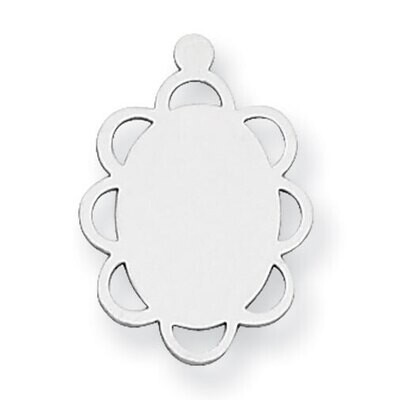 Rhod-plated Open Oval Scalloped with Eyelet Stamping Sterling Silver SS1288, MPN: SS1288,