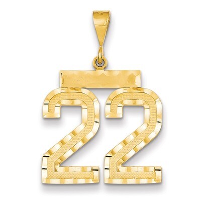 Number 22 Charm 14k Gold Large Diamond-cut LN22, MPN: LN22, 883957122137