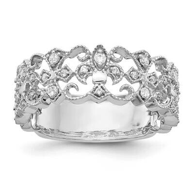 Fleur-De-Lis Ring 14k White Gold Diamond RM5708-025-WA, MPN: RM5708-025-WA, 191101633393
