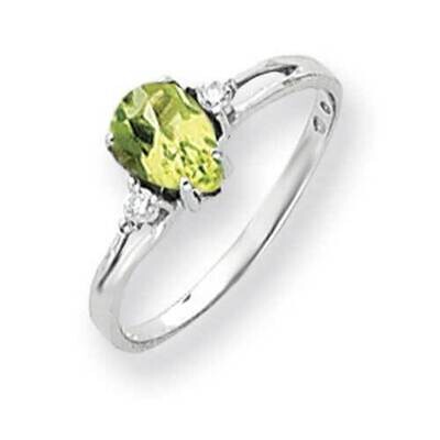 7x5mm Pear Peridot Checker Diamond Ring 14k White Gold Y4626PC_AA, MPN: Y4626PC_AA, 883957471532