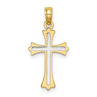 Center Cross Charm 14k Gold Rhodium K8994, MPN: K8994, 637218021659